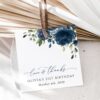 Navy Blue Flowers Favor Tags, Gift Tags, Girl Birthday, Printable File, Edit Yourself, SH95