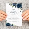Navy Blue Flowers Birthday Invitation, Girl Birthday, Any Birthday, Printable File, Edit Yourself, SH95