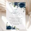 Navy Blue Flowers Birthday Invitation, Girl Birthday, Any Birthday, Printable File, Edit Yourself, SH95