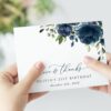 Navy Blue Flowers Thank You Card, Girl Birthday, Printable File, Edit Yourself, SH95