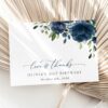 Navy Blue Flowers Thank You Card, Girl Birthday, Printable File, Edit Yourself, SH95