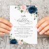 Navy and Blush Flowers Birthday Invitation, Girl Birthday, Any Birthday, Printable File, Edit Yourself, SH96