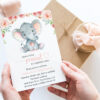 Little Elephant First Birthday Invitation, Birthday Stationery, Girl Birthday, Printable File, Edit Yourself, SH97