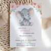 Little Elephant First Birthday Invitation, Birthday Stationery, Girl Birthday, Printable File, Edit Yourself, SH97