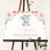 Little Elephant Welcome Sign, Birthday Sign, First Birthday, Girl Birthday, Printable File, Edit Yourself, SH97