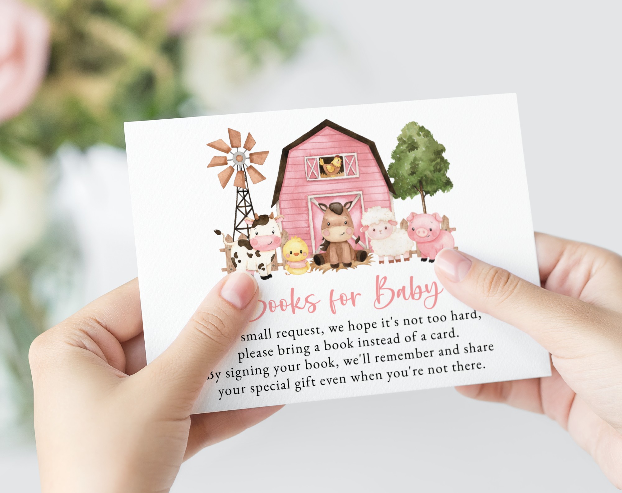 Farm Animals and Pink Barn Baby Shower Invitation Suite, Girl Baby Shower, Printable File, Edit Yourself, SH98