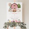 Farm Animals and Pink Barn Welcome Sign, Baby Shower Sign, Girl Baby Shower, Printable File, Edit Yourself, SH98