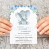 Baby Elephant First Birthday Invitation, Birthday Stationery, Boy Birthday, Printable File, Edit Yourself, SH99