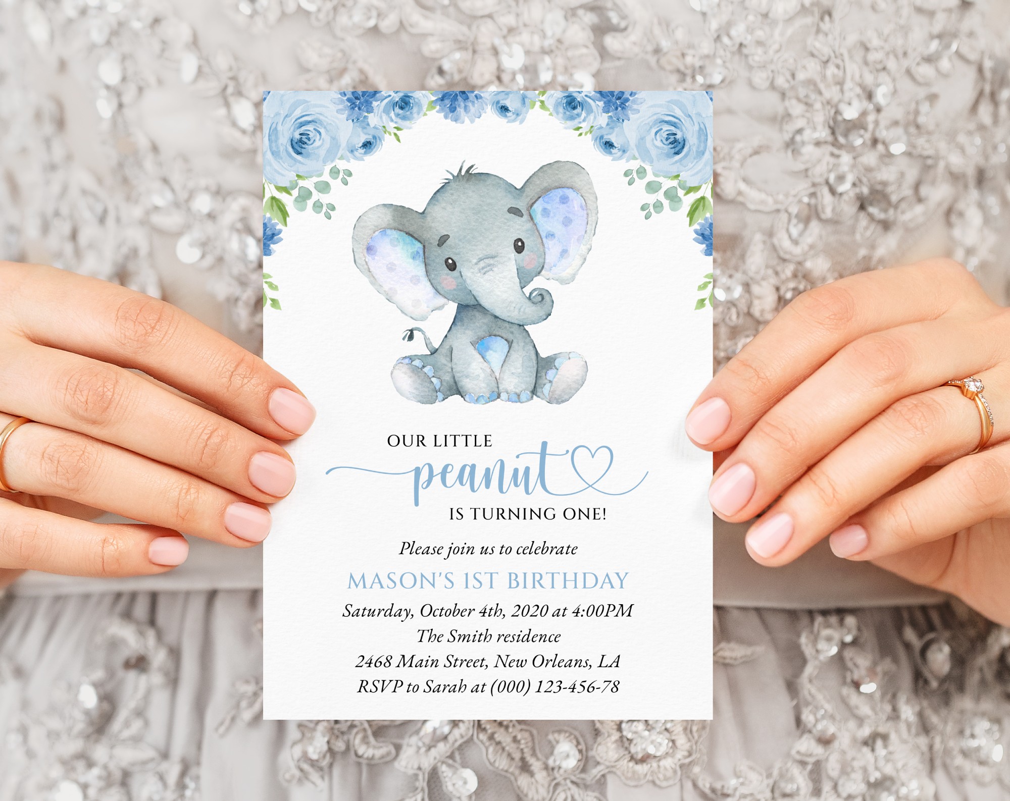 Baby Elephant First Birthday Invitation, Birthday Stationery, Boy Birthday, Printable File, Edit Yourself, SH99 Baby Elephant First Birthday Invitation, Birthday Stationery, Boy Birthday, Printable File, Edit Yourself, SH99