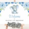 Baby Elephant Welcome Sign, Birthday Sign, First Birthday, Boy Birthday, Printable File, Edit Yourself, SH99