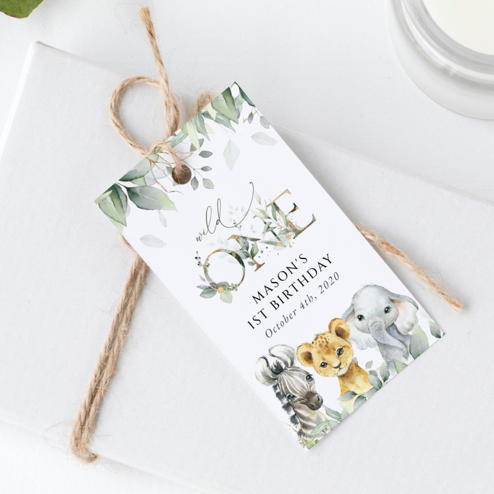 Wild Animals Favor Tags, Gift Tags, First Birthday, Boy Birthday, Printable File, Edit Yourself, SH32