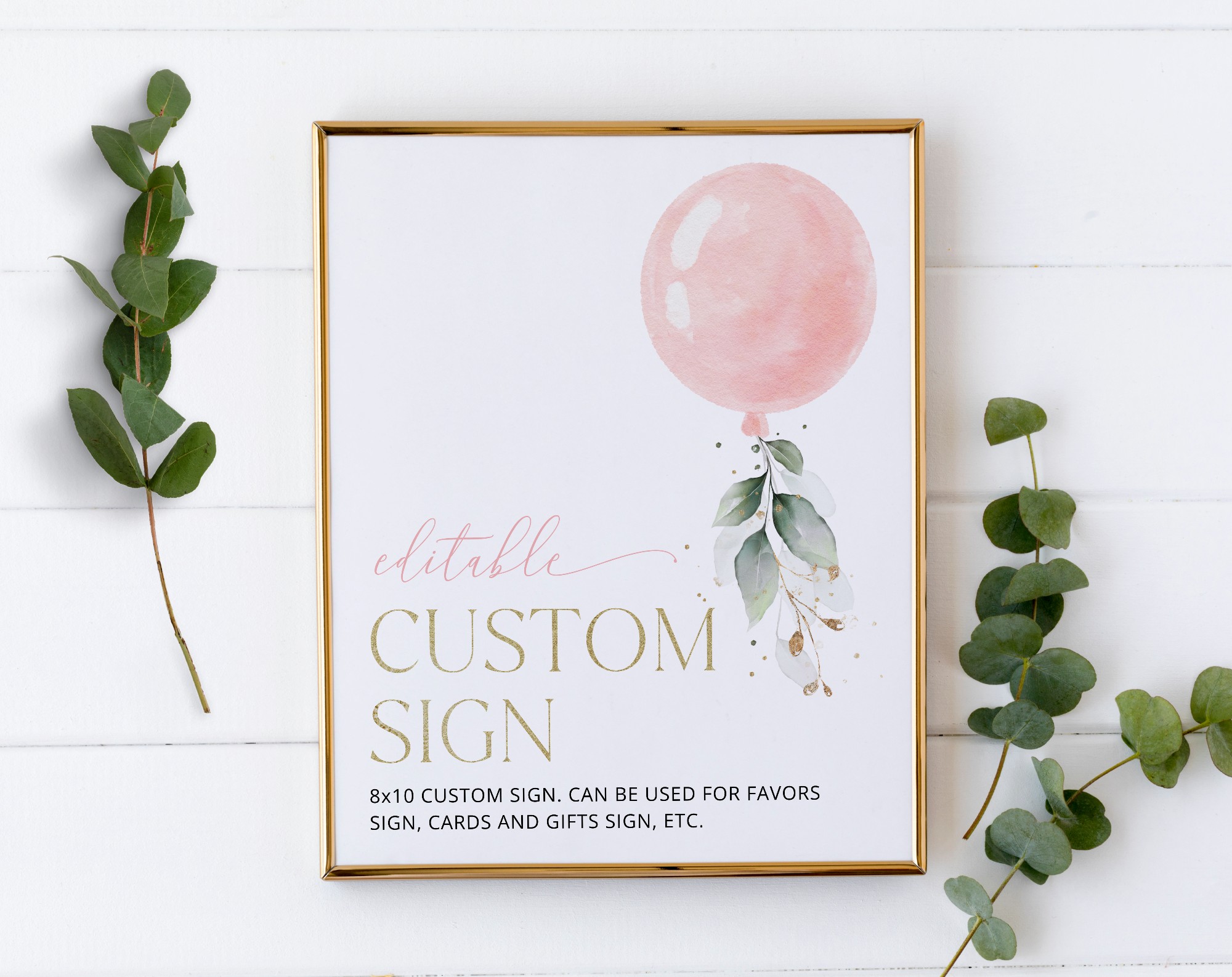 Pink Balloon Custom Sign, Birthday Sign, First Birthday, Girl Birthday, Printable File, Edit Yourself, SH101 Pink Balloon Custom Sign, Birthday Sign, First Birthday, Girl Birthday, Printable File, Edit Yourself, SH101