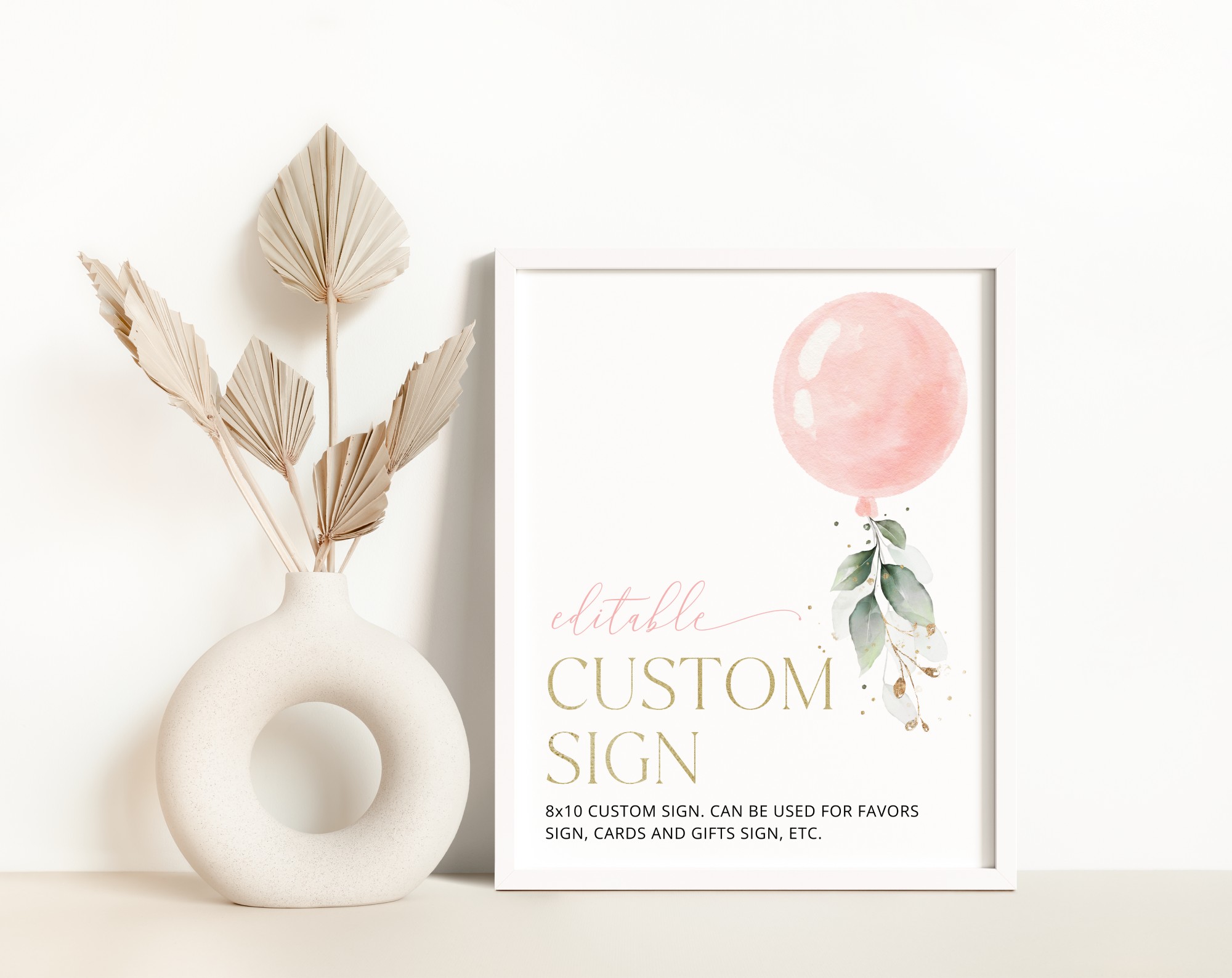 Pink Balloon Custom Sign, Birthday Sign, First Birthday, Girl Birthday, Printable File, Edit Yourself, SH101 Pink Balloon Custom Sign, Birthday Sign, First Birthday, Girl Birthday, Printable File, Edit Yourself, SH101