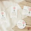 Pink Balloon Favor Tags, Gift Tags, First Birthday, Girl Birthday, Printable File, Edit Yourself, SH101