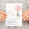 Pink Balloon First Birthday Invitation, Birthday Stationery, Girl Birthday, Printable File, Edit Yourself, SH101