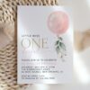 Pink Balloon First Birthday Invitation, Birthday Stationery, Girl Birthday, Printable File, Edit Yourself, SH101