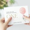 Pink Balloon Thank You Card, First Birthday, Girl Birthday, Printable File, Edit Yourself, SH101