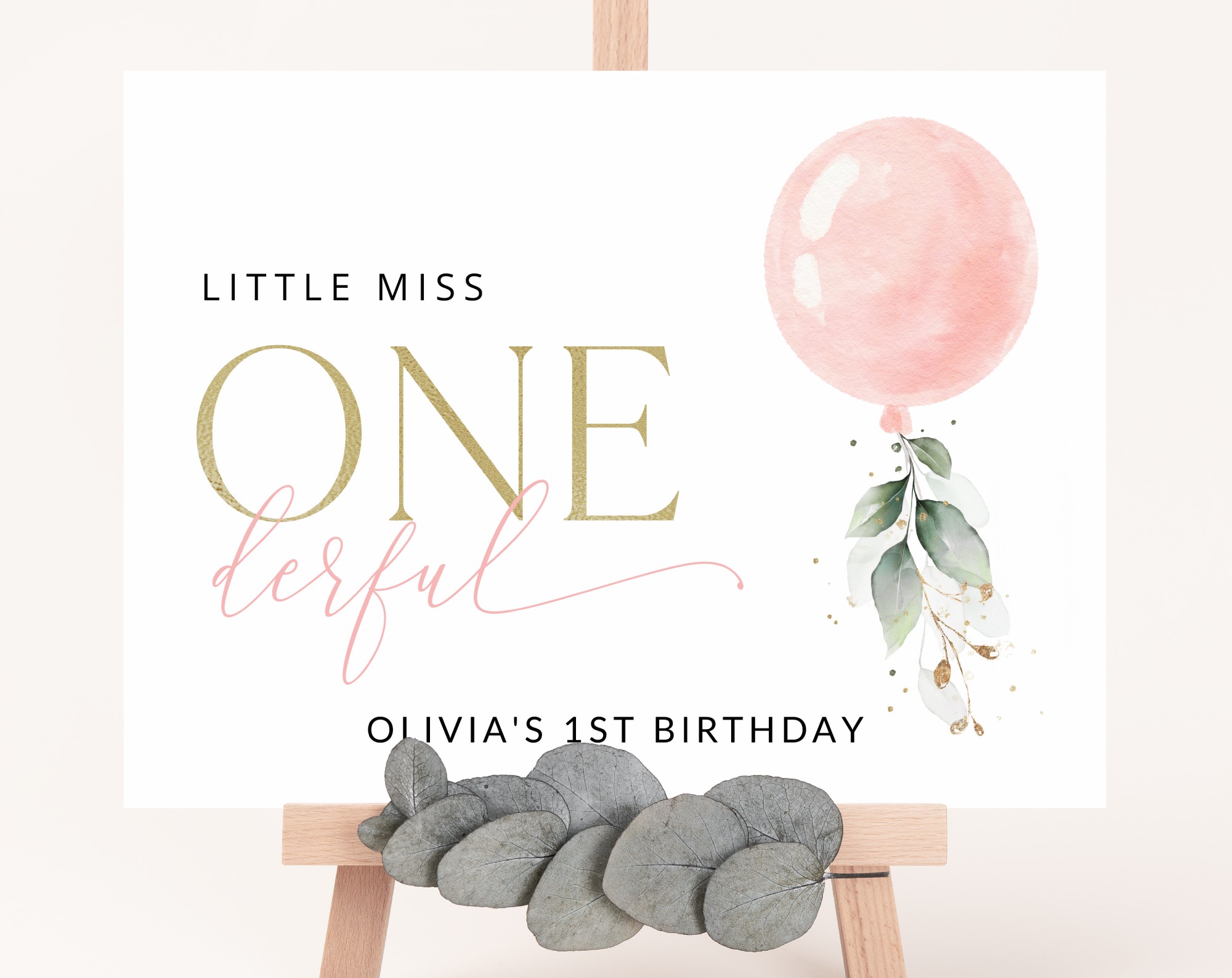 Pink Balloon Welcome Sign, Birthday Sign, First Birthday, Girl Birthday, Printable File, Edit Yourself, SH101