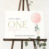 Pink Balloon Welcome Sign, Birthday Sign, First Birthday, Girl Birthday, Printable File, Edit Yourself, SH101