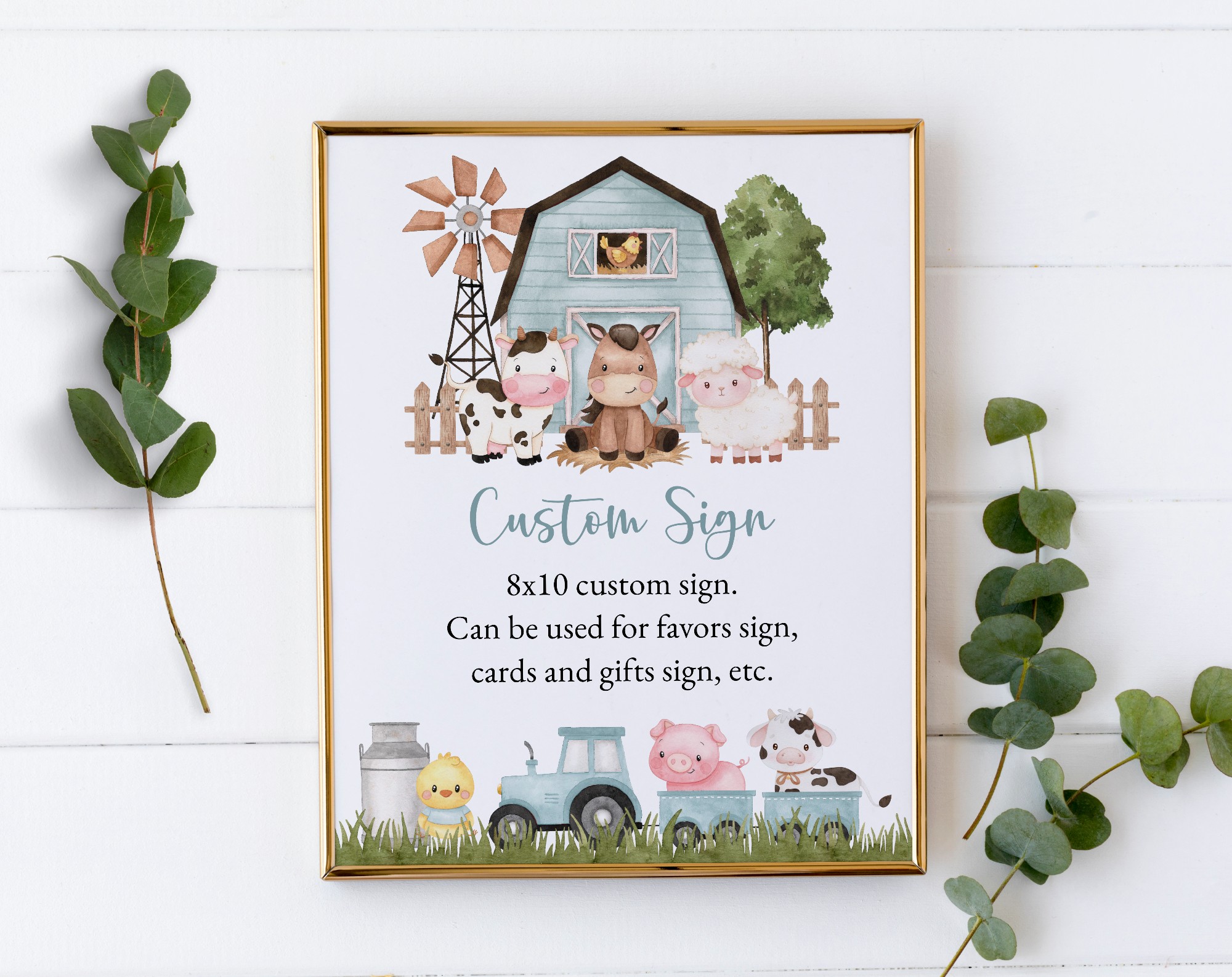 Farm Animals and Blue Barn Custom Sign, Printable File, Edit Yourself, SH102 SH113 Farm Animals and Blue Barn Custom Sign, Printable File, Edit Yourself, SH102 SH113