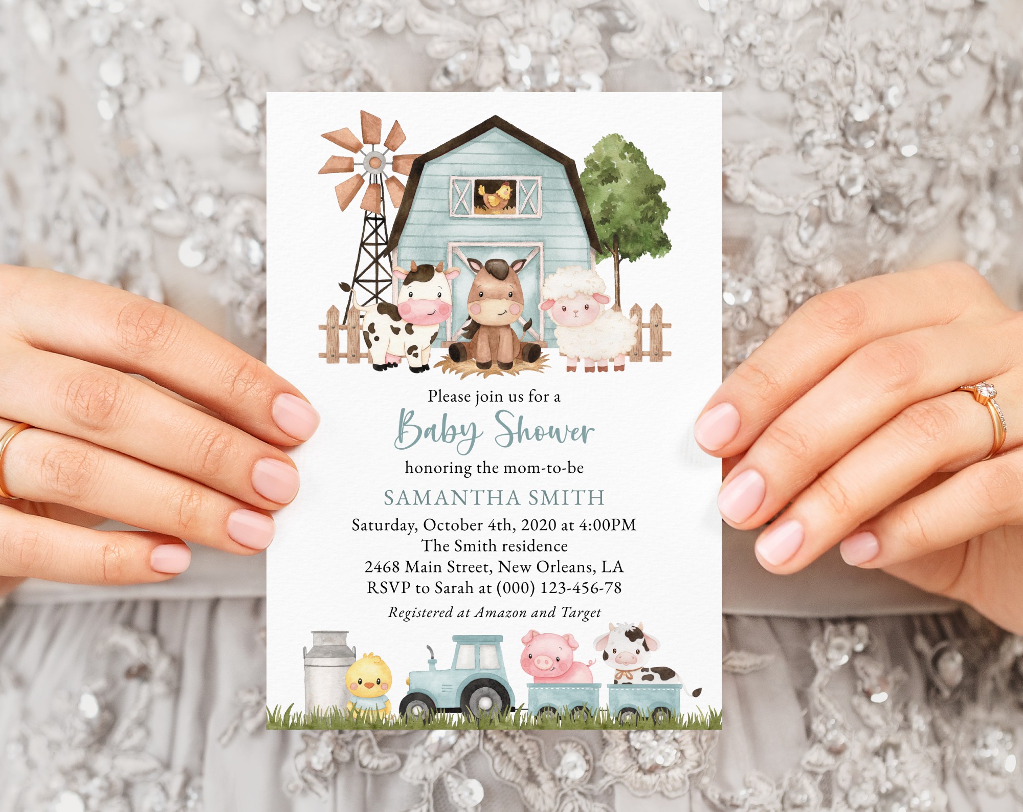 Farm Animals and Blue Barn Baby Shower Invitation, Boy Baby Shower, Printable File, Edit Yourself, SH102 Farm Animals and Blue Barn Baby Shower Invitation, Boy Baby Shower, Printable File, Edit Yourself, SH102