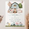 Farm Animals and Blue Barn Welcome Sign, Baby Shower Sign, Boy Baby Shower, Printable File, Edit Yourself, SH102
