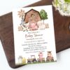 Farm Animals and Brown Barn Baby Shower Invitation, Gender Neutral Baby Shower, Printable File, Edit Yourself, SH103