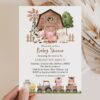 Farm Animals and Brown Barn Baby Shower Invitation, Gender Neutral Baby Shower, Printable File, Edit Yourself, SH103