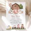 Farm Animals and Brown Barn Baby Shower Invitation, Gender Neutral Baby Shower, Printable File, Edit Yourself, SH103