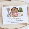 Farm Animals and Brown Barn Thank You Card, Gender Neutral Baby Shower, Printable File, Edit Yourself, SH103