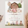 Farm Animals and Brown Barn Welcome Sign, Baby Shower Sign, Gender Neutral Baby Shower, Printable File, Edit Yourself, SH103