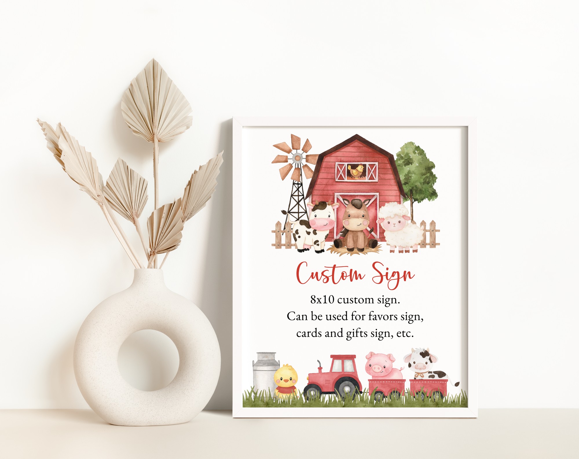 Farm Animals and Red Barn Custom Sign, Printable File, Edit Yourself, SH104 SH115