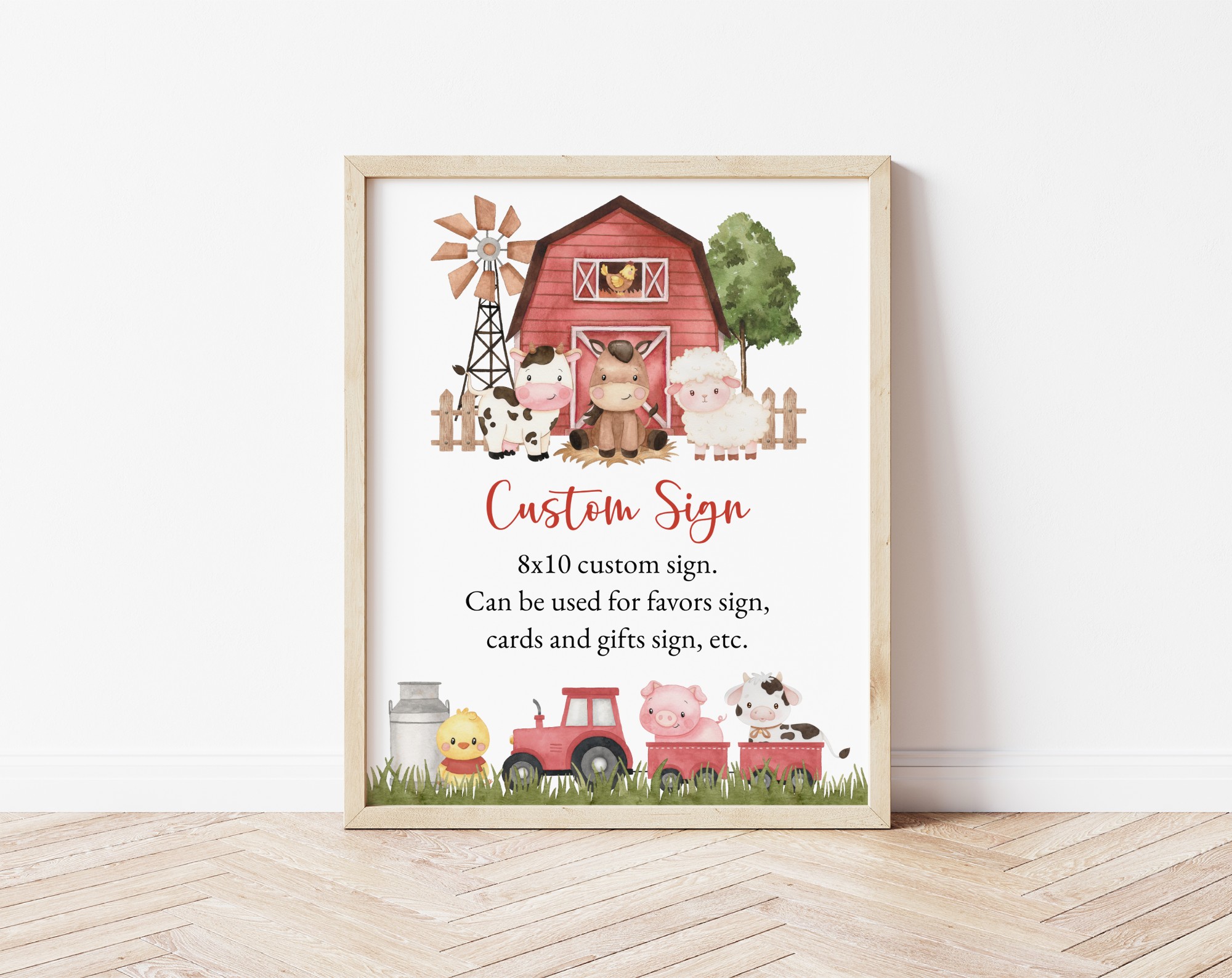 Farm Animals and Red Barn Custom Sign, Printable File, Edit Yourself, SH104 SH115