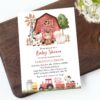 Farm Animals and Red Barn Baby Shower Invitation, Girl Baby Shower, Printable File, Edit Yourself, SH104
