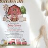 Farm Animals and Red Barn Baby Shower Invitation, Girl Baby Shower, Printable File, Edit Yourself, SH104