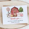 Farm Animals and Red Barn Thank You Card, Girl Baby Shower, Printable File, Edit Yourself, SH104