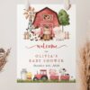 Farm Animals and Red Barn Welcome Sign, Baby Shower Sign, Girl Baby Shower, Printable File, Edit Yourself, SH104