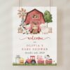 Farm Animals and Red Barn Welcome Sign, Baby Shower Sign, Girl Baby Shower, Printable File, Edit Yourself, SH104