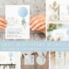 Blue Balloon First Birthday Mini Bundle, Boy Birthday, Printable File, Edit Yourself, SH105