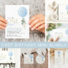 Blue Balloon First Birthday Mini Bundle, Boy Birthday, Printable File, Edit Yourself, SH105 Blue Balloon First Birthday Mini Bundle, Boy Birthday, Printable File, Edit Yourself, SH105