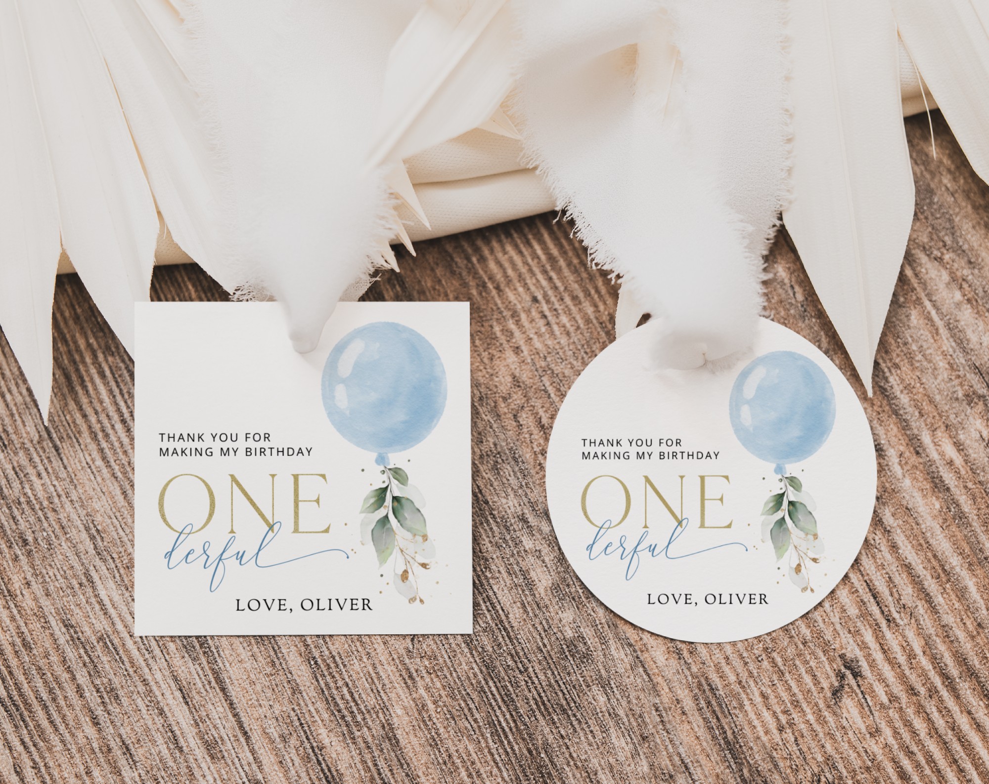 Blue Balloon Favor Tags, Gift Tags, First Birthday, Boy Birthday, Printable File, Edit Yourself, SH105