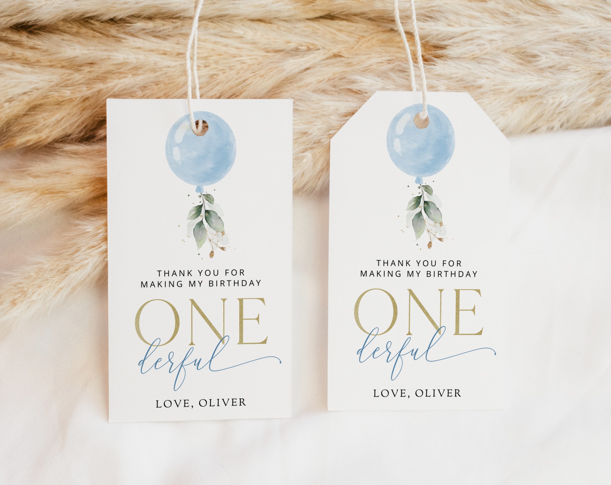 Blue Balloon Favor Tags, Gift Tags, First Birthday, Boy Birthday, Printable File, Edit Yourself, SH105