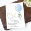 Blue Balloon First Birthday Invitation, Birthday Stationery, Boy Birthday, Printable File, Edit Yourself, SH105