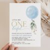 Blue Balloon First Birthday Invitation, Birthday Stationery, Boy Birthday, Printable File, Edit Yourself, SH105