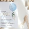 Blue Balloon First Birthday Invitation, Birthday Stationery, Boy Birthday, Printable File, Edit Yourself, SH105