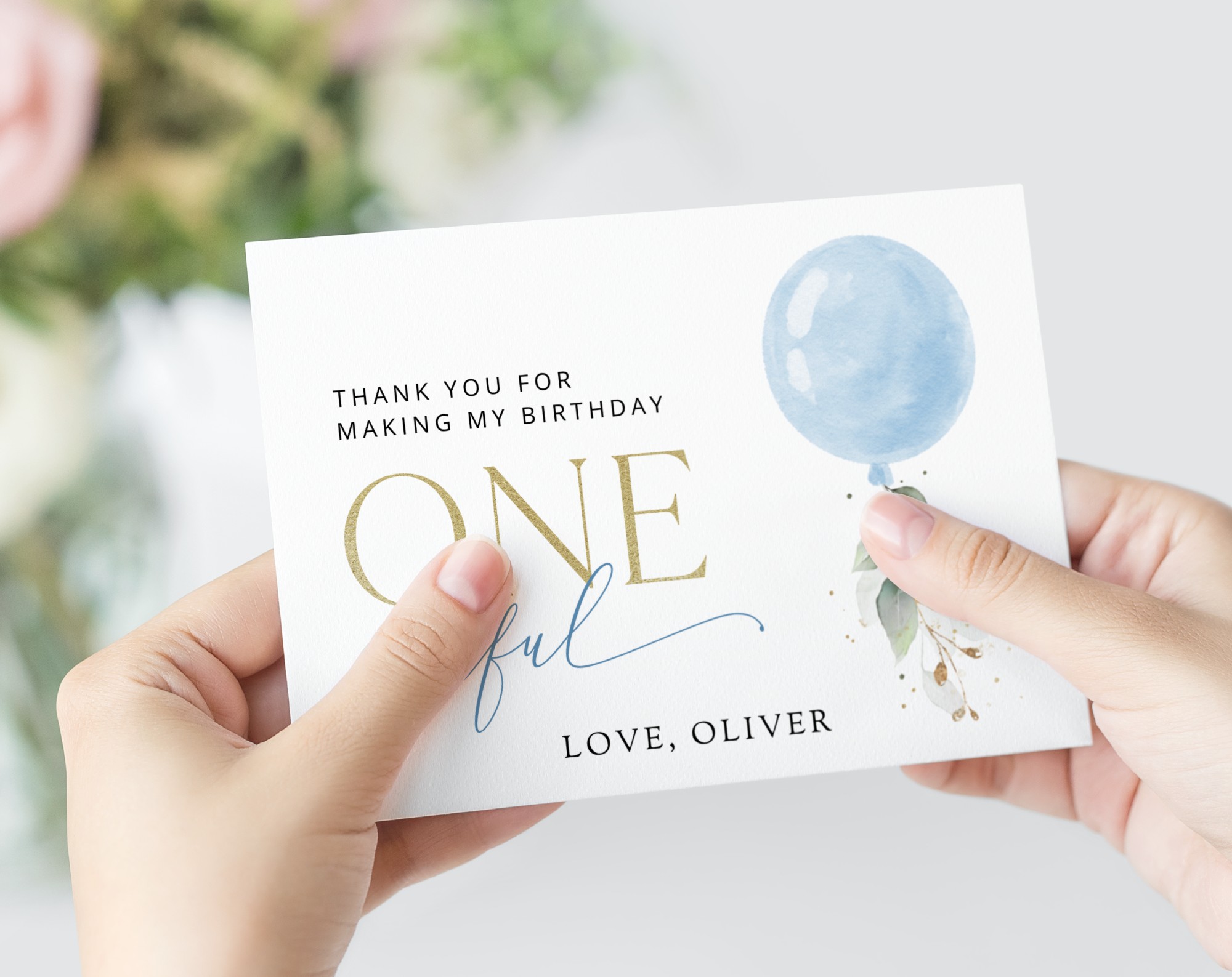 Blue Balloon Thank You Card, First Birthday, Boy Birthday, Printable File, Edit Yourself, SH105 Blue Balloon Thank You Card, First Birthday, Boy Birthday, Printable File, Edit Yourself, SH105