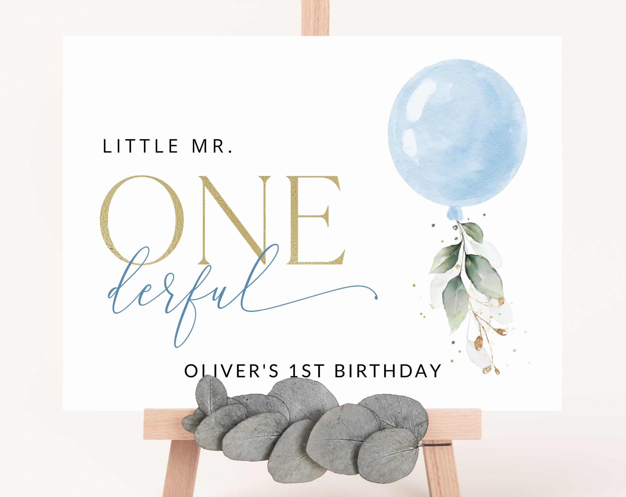 Blue Balloon Welcome Sign, Birthday Sign, First Birthday, Boy Birthday, Printable File, Edit Yourself, SH105