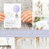 Purple Balloon First Birthday Mini Bundle, Girl Birthday, Printable File, Edit Yourself, SH106