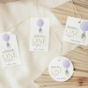 Purple Balloon Favor Tags, Gift Tags, First Birthday, Girl Birthday, Printable File, Edit Yourself, SH106