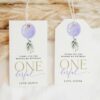 Purple Balloon Favor Tags, Gift Tags, First Birthday, Girl Birthday, Printable File, Edit Yourself, SH106